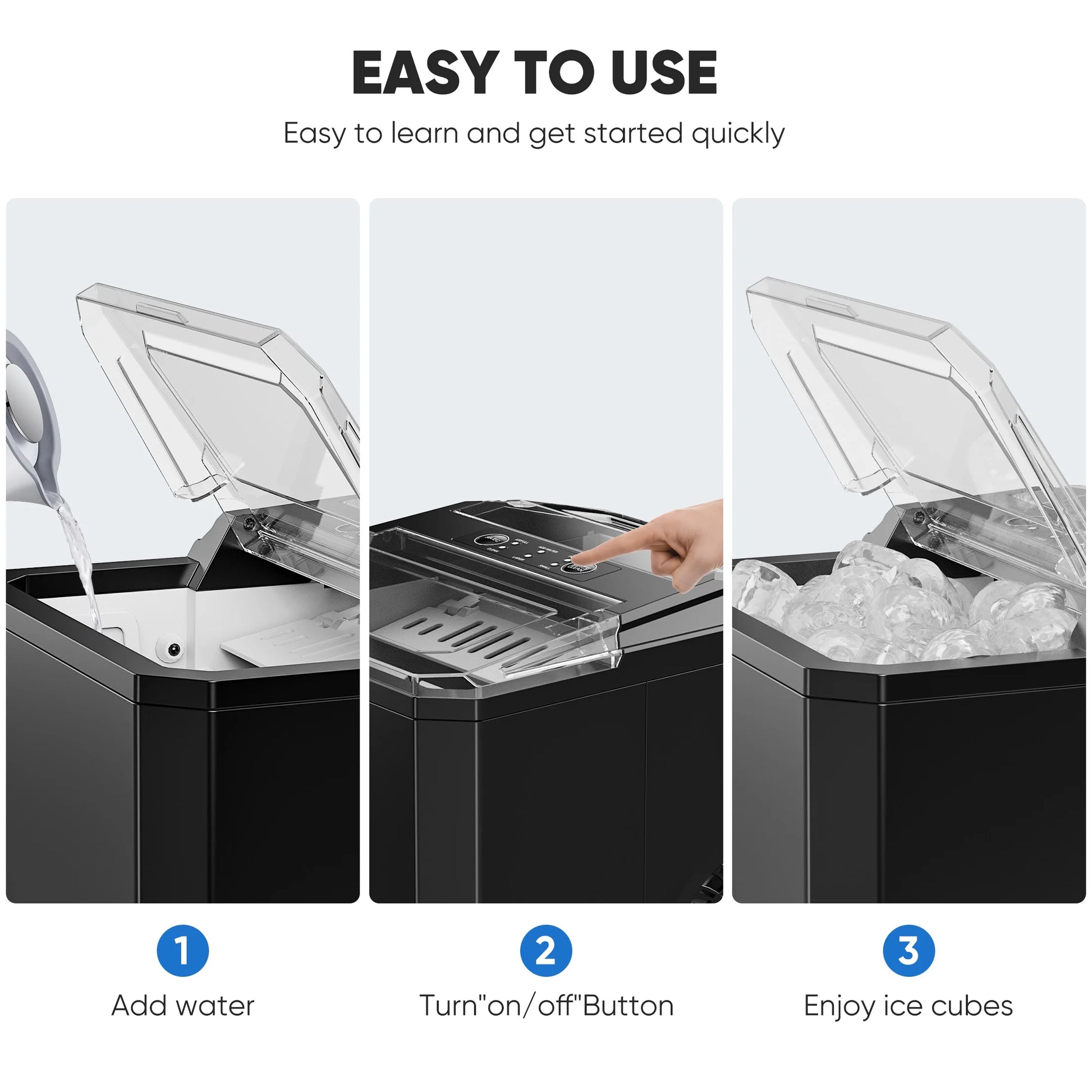 Countertop Ice Maker,9 Cubes in 6 Minutes, Self-Cleaning, with Ice Basket & Scoop, 26Lbs/24H,Black