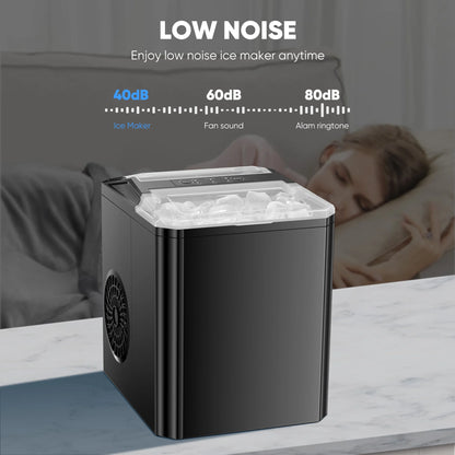 Countertop Ice Maker,9 Cubes in 6 Minutes, Self-Cleaning, with Ice Basket & Scoop, 26Lbs/24H,Black