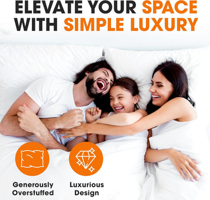 Standard Size Bed Pillows - down Alternative Pillows, Soft Bed Pillows & Positioners, Hotel Quality Standard Pillows Set of 4, Luxury Pillows for Comfortable and Restful Sleep