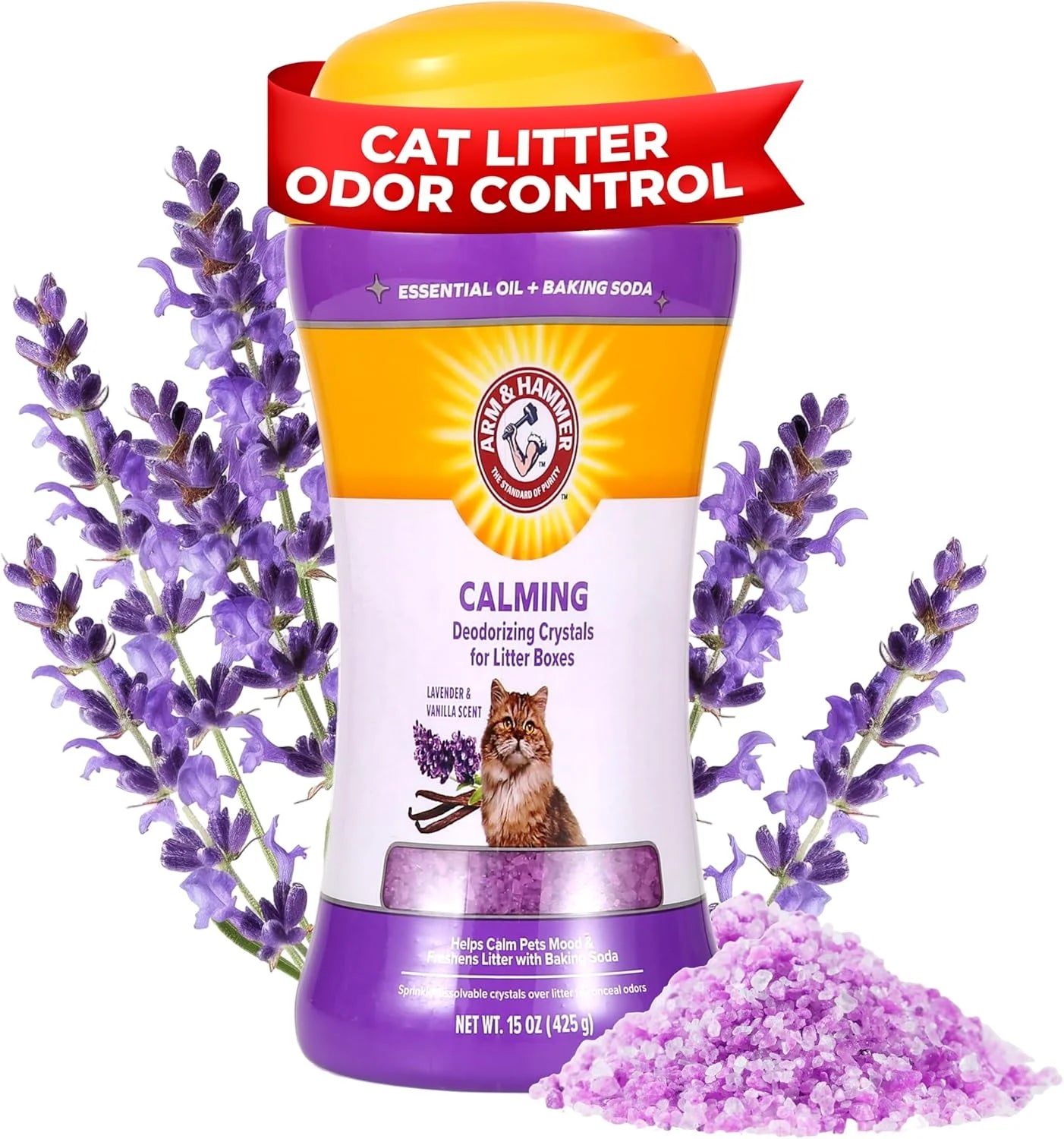 (2 Pack)  Cat Litter Deodorizing Crystals, Lavender & Vanilla Scent 15 Oz