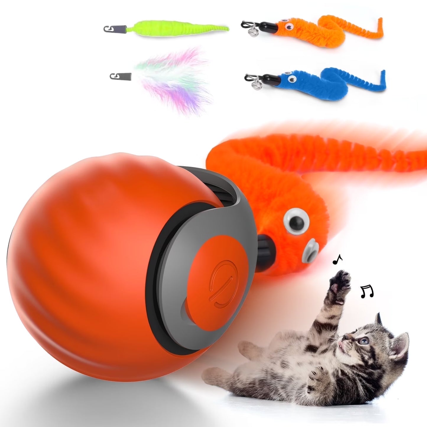 Cat Toys for Indoor Cat Toy Smart Interactive Cat Toy Ball Rechargeable Two Speed Adjustment for Bored Indoor Adult Cats, Red