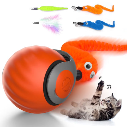 Cat Toys for Indoor Cat Toy Smart Interactive Cat Toy Ball Rechargeable Two Speed Adjustment for Bored Indoor Adult Cats, Red