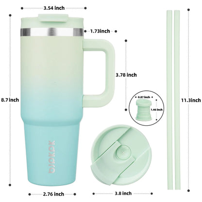 Insulated Tumblers with Handle and Straw 30 Oz Stainless Steel Tumbler Cups with Lid,Mint