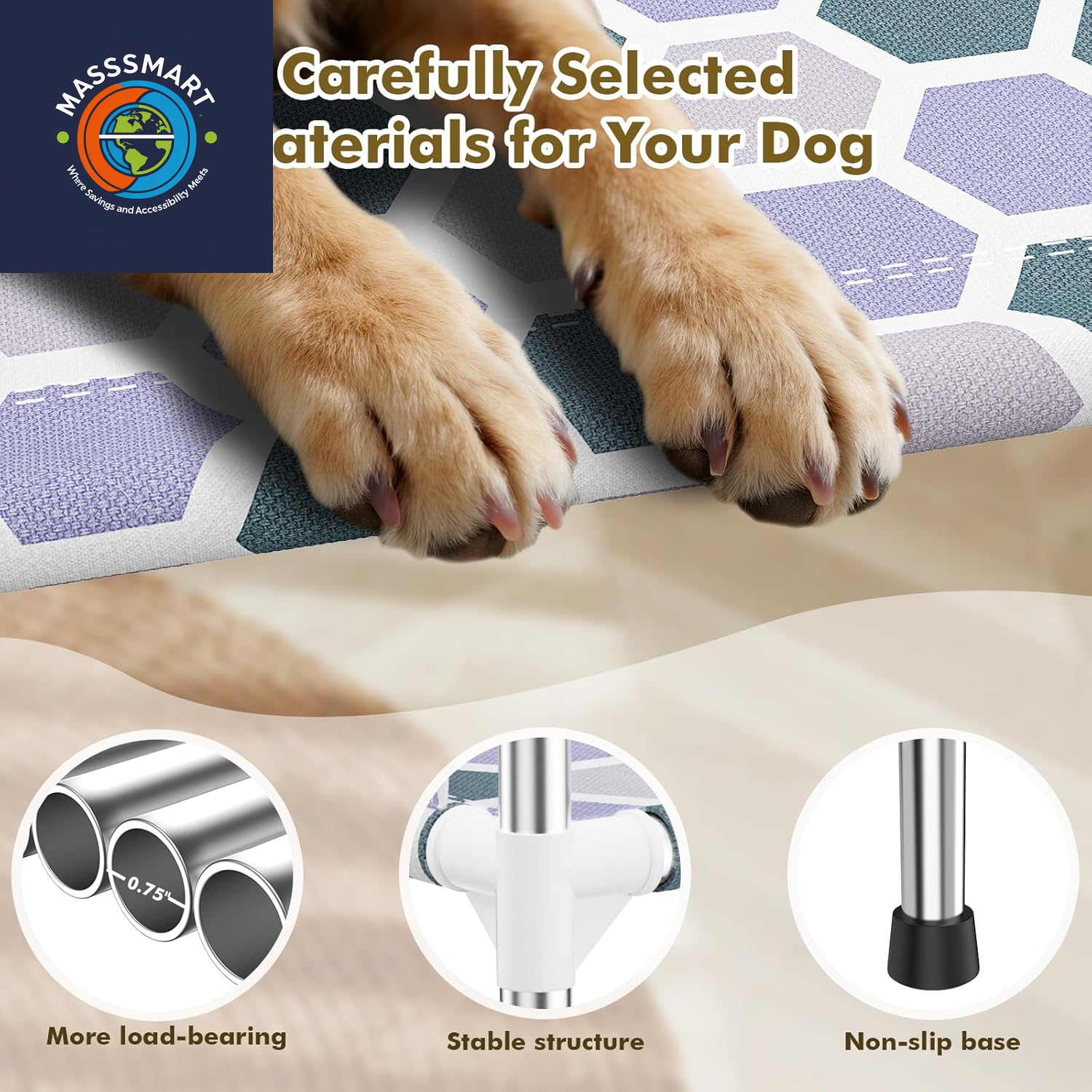 Elevated Dog Bed, Cooling Outdoor Dog Cot with 3-Sided Guard Rails, Raised Pet Bed for Indoor and Outdoor, Durable & Breathable(19.8" L X 19.8" W X 5.9" Th)