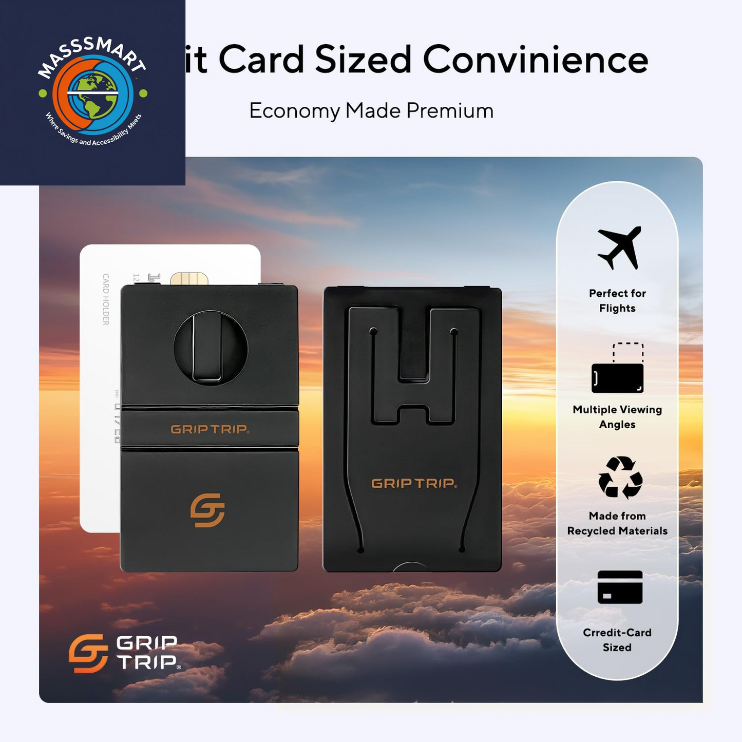 Airplane Phone Holder Mount for Travel – Airplane Essentials Cell Phone Holder for Desk - Compact, Credit Card-Sized Flying Essential Accessory for Iphone & Android Mobile Phones