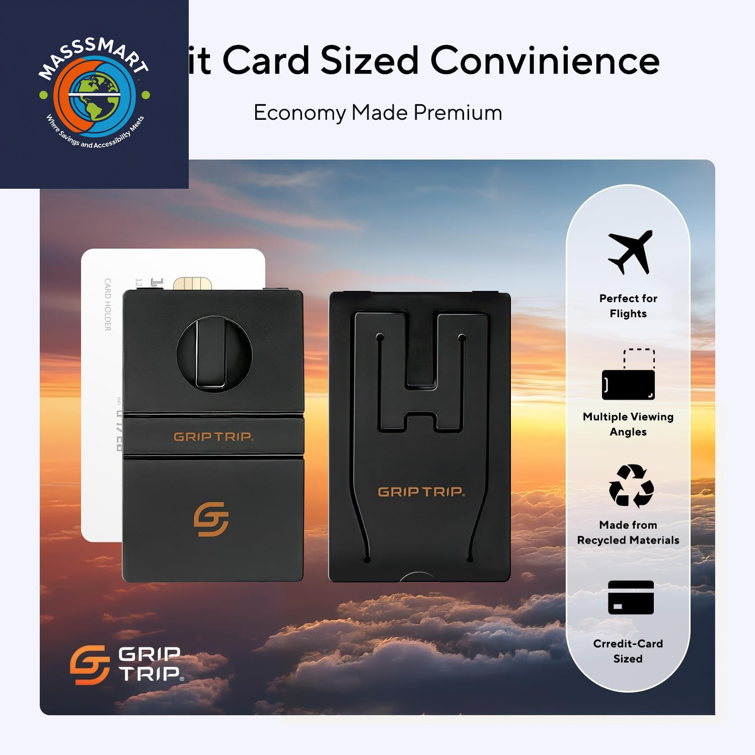 Airplane Phone Holder Mount for Travel – Airplane Essentials Cell Phone Holder for Desk - Compact, Credit Card-Sized Flying Essential Accessory for Iphone & Android Mobile Phones