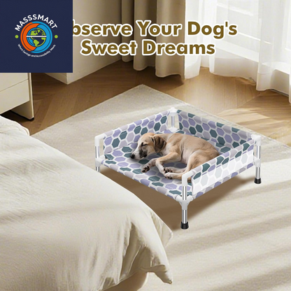 Elevated Dog Bed, Cooling Outdoor Dog Cot with 3-Sided Guard Rails, Raised Pet Bed for Indoor and Outdoor, Durable & Breathable(19.8" L X 19.8" W X 5.9" Th)